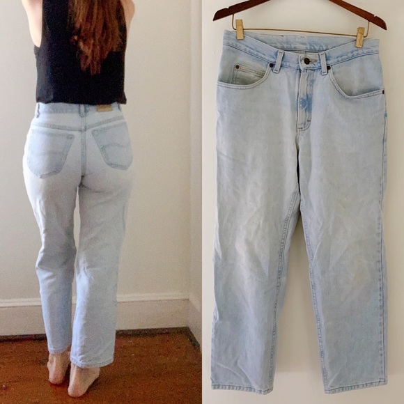 Vintage 90’s Lee Jeans High Waisted Straight Leg Light Wash Sz 29/30 - Picture 6 of 12